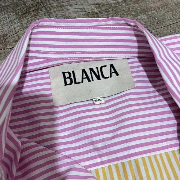 Blanca - Thomas Cropped Striped Shirt - Yellow/Pink/White - Size M/L - Picture 10 of 12
